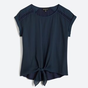 Like new! Tabitha Crochet Detail Mixed Material Blouse